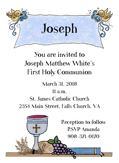 First Holy Communion For Boys Invitations by Amy Adele