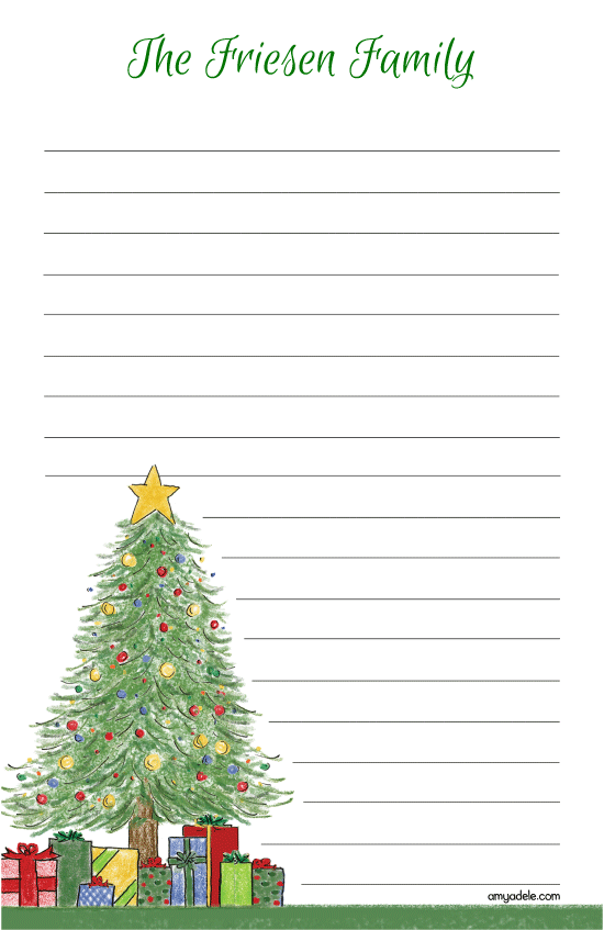 Christmas Tree Scene Note Pad by Amy Adele