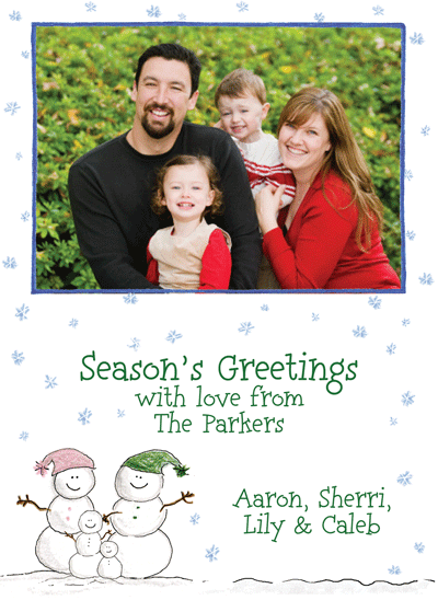 Snowmen Family Of Four Christmas Photo Card By Amy Adele