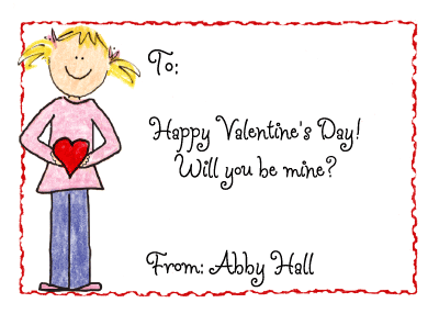 Blonde Valentine Girl Flat Card by Amy Adele
